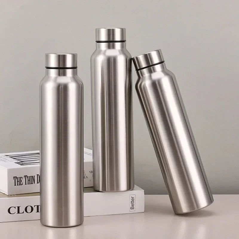 High Quality 1000Ml Stainless Steel Sport Water Bottle Single-Layer Rugged Water Cup Metal Flask Drinkware Camping Sports Gym